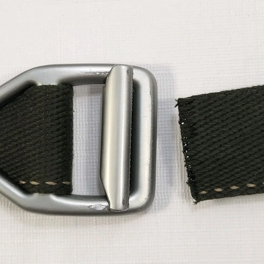 Bison Designs Belt Nylon Web Medium Dark Green Silver Metal Buckle Made in USA
